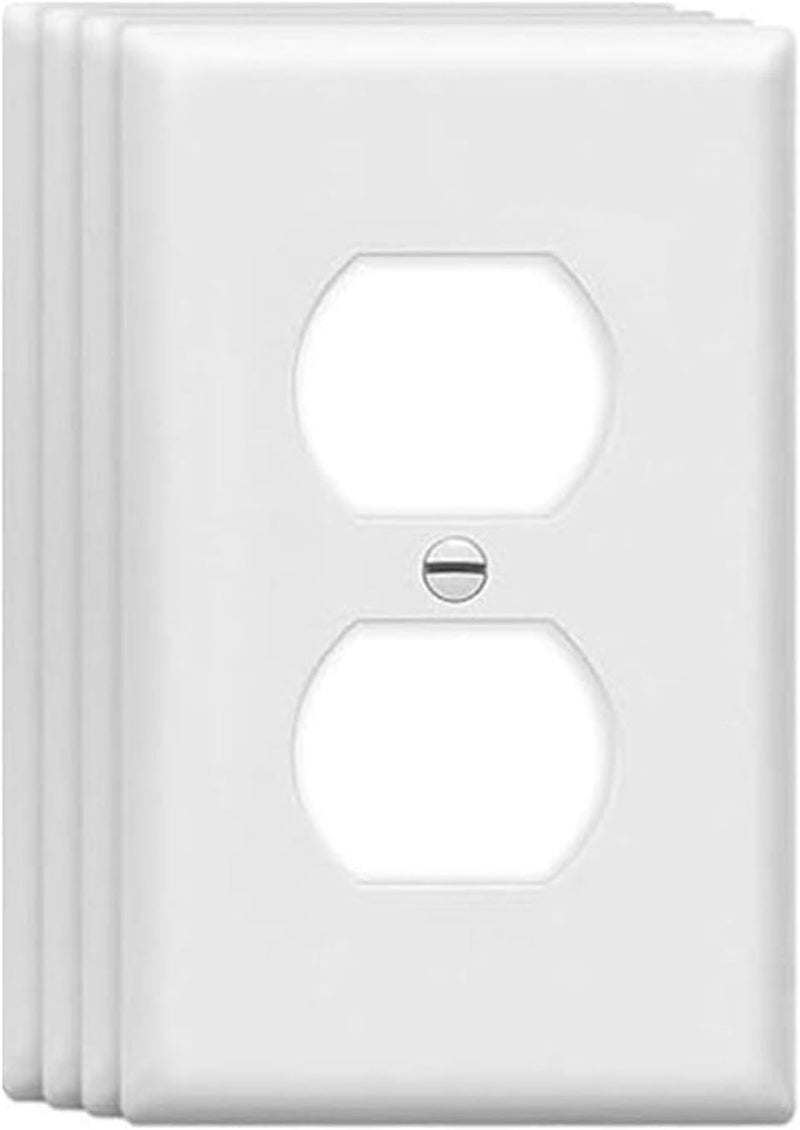 ZEFTV Duplex Wall Plates 1-Gang Switch Outlet Electrical Cover Plate Unbreakable Thermoplastic Faceplate for Light Receptacle Outlet Switch, White (4 Pack) - Image 1